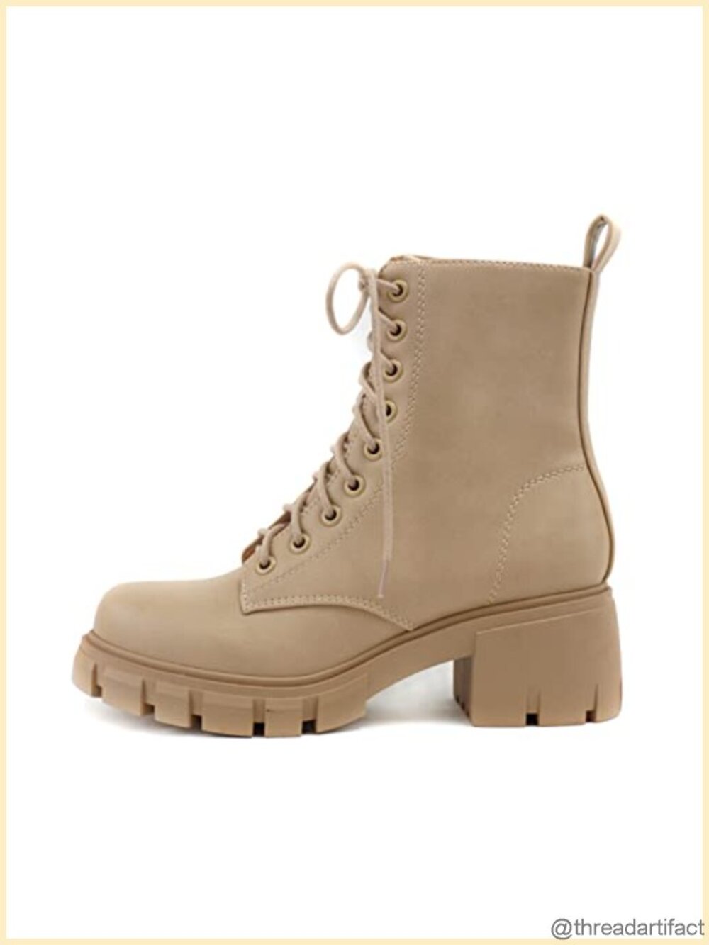 Lug Sole Lace Up Combat Ankle Bootie with Side Zipper